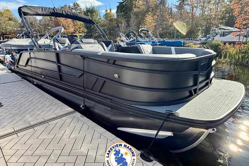 The Image of 2026 Evotti 523CS pontoon boat docked on a sunny day. - 0
