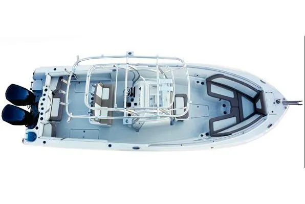 Slide: The Image of Manufacturer Provided Image: Top view of 2015 Sailfish 290 CC boat with dual outboard motors. - 32