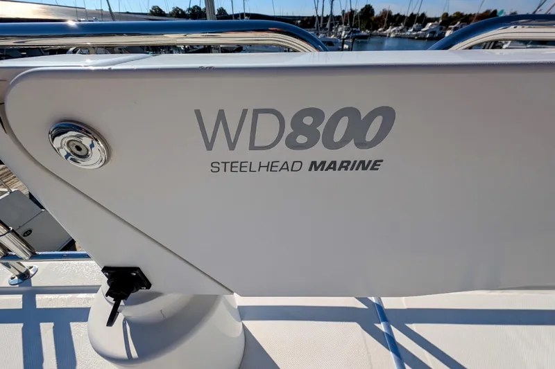 Slide: The Image of American Tug 435 (2015) featuring Steelhead Marine WD800 crane on deck. - 26