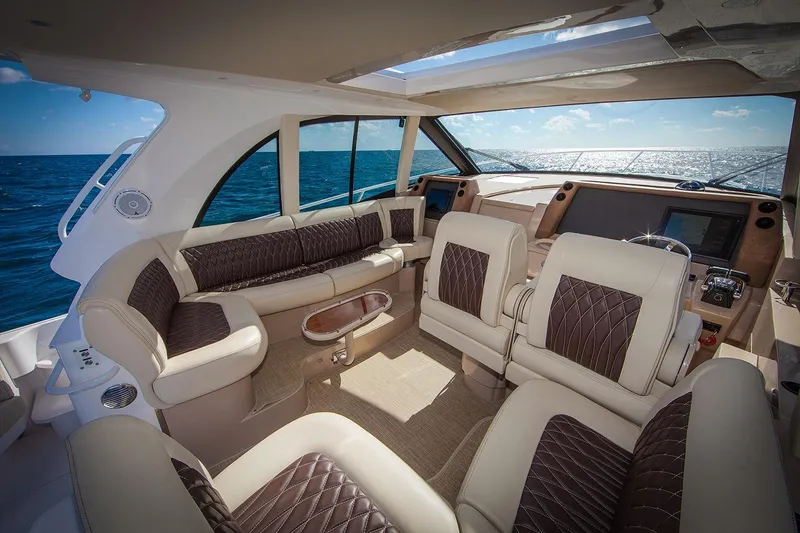 Slide: The Image of Manufacturer Provided Image: Luxurious interior of 2021 Intrepid 410 Evolution yacht with ocean view. - 10