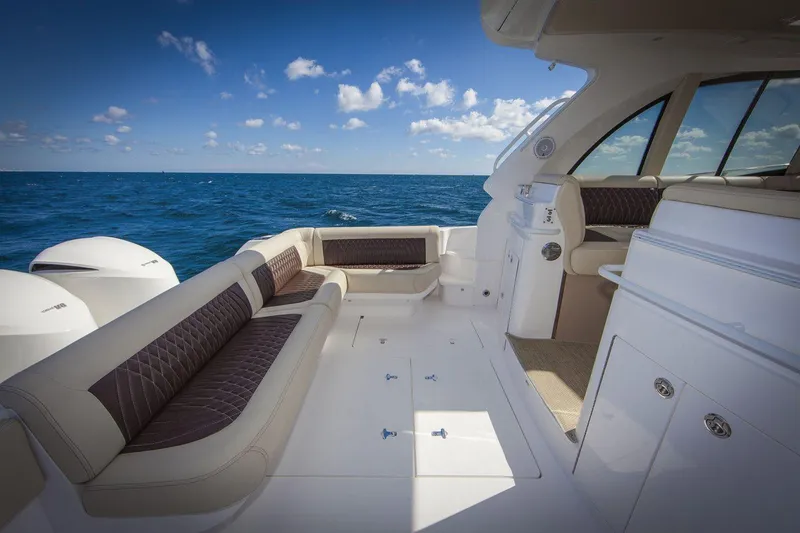 Slide: The Image of Manufacturer Provided Image: 2021 Intrepid 410 Evolution yacht interior with ocean view. - 8