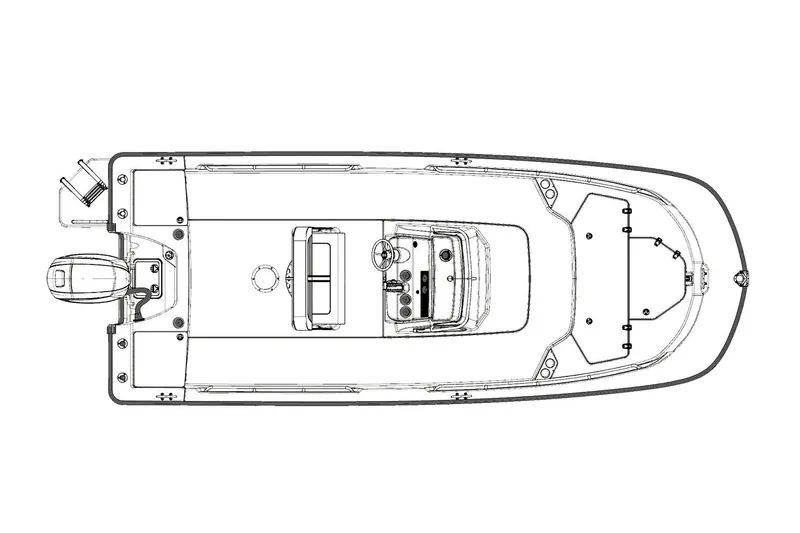 Slide: The Image of Manufacturer Provided Image: 2020 Boston Whaler 210 Montauk boat interior with cushioned seating on calm water. - 9
