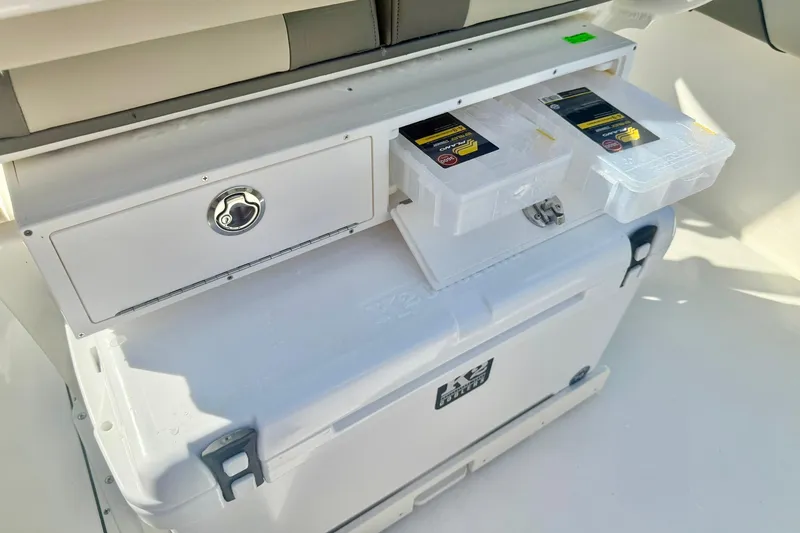 Slide: The Image of Red battery switches on 2026 Key West 244 Center Console boat. - 29