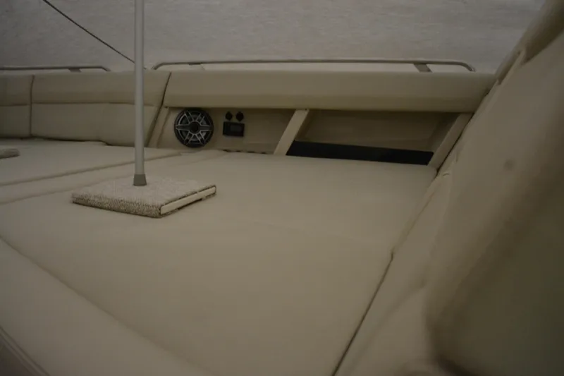 Slide: The Image of 2019 Boston Whaler 350 Realm interior cabin view, showcasing sleek design and spacious layout. - 36