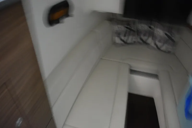 Slide: The Image of Interior of 2019 Boston Whaler 350 Realm with mounted TV screen. - 45