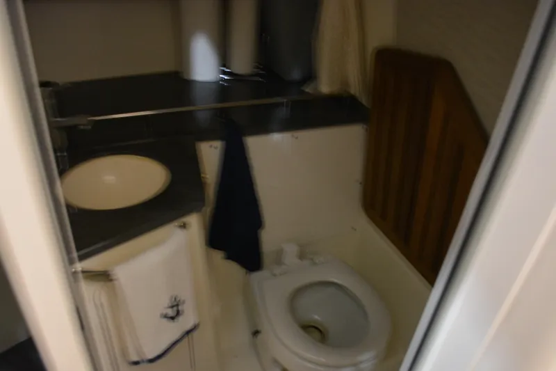 Slide: The Image of Electrical panel on a 2019 Boston Whaler 350 Realm boat. - 50