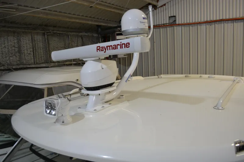 Slide: The Image of 2019 Boston Whaler 350 Realm with Raymarine radar equipment on deck. - 69
