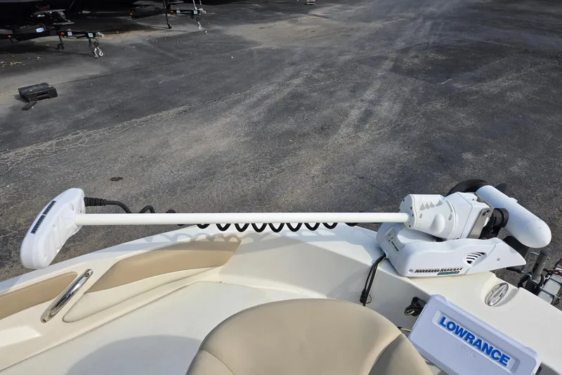 Slide: The Image of 2017 Stingray 206cc boat with trolling motor and Lowrance Elite equipment. - 18