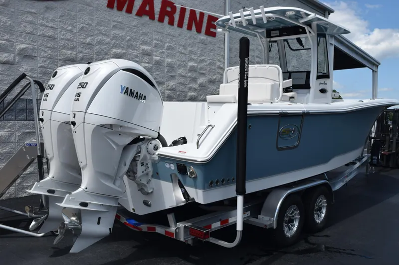 Slide: The Image of 2026 Sea Hunt Gamefish 27 Coffin Box boat with twin Yamaha 250 V6 engines. - 3