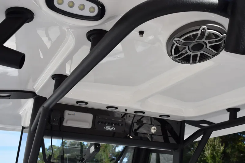 Slide: The Image of 2026 Sea Hunt Ultra 255 SE boat interior with speaker and LED lights. - 9