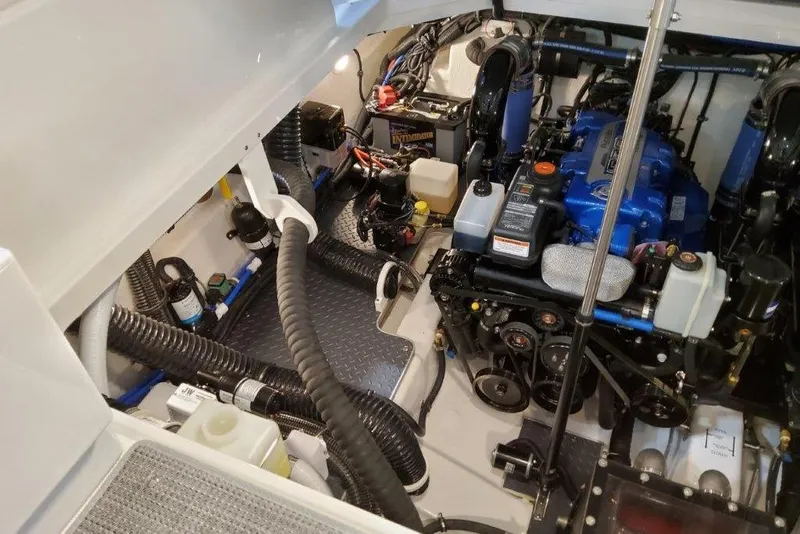 Slide: The Image of Engine compartment of 2021 Formula 380 Super Sport Crossover I/O, showcasing detailed components. - 14