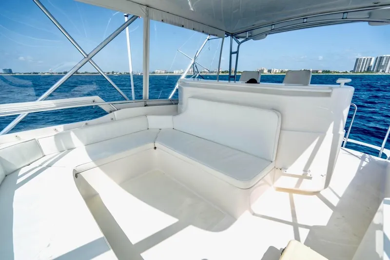 Slide: The Image of Spacious deck of 2001 Bertram 510 Convertible yacht with ocean view. - 35