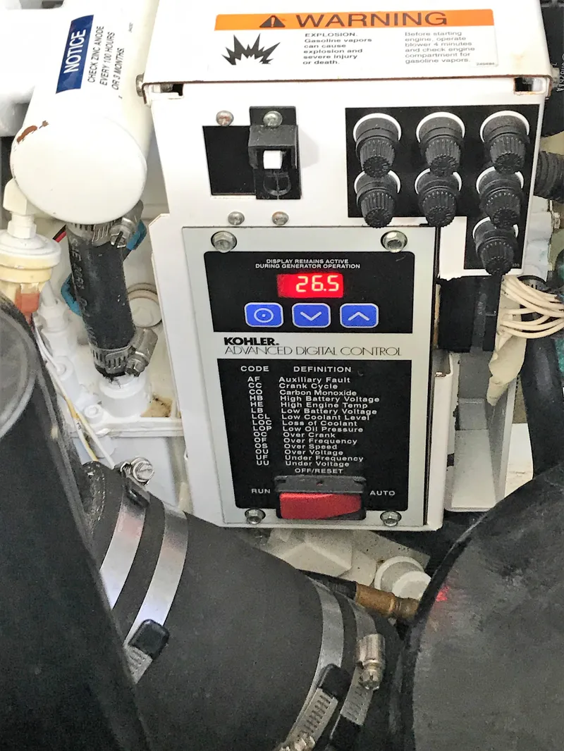 Slide: The Image of Kohler digital control panel on 2008 Sea Ray 330 Sundancer boat. - 26