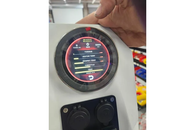 Slide: The Image of Close-up of East Marine 320 Electric Tohatsu Alaris 2026 control panel display. - 9