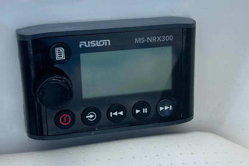 Slide: The Image of Fusion MS-NRX300 audio control panel on 2022 Sea Ray Sundancer 320 Outboard. - 60