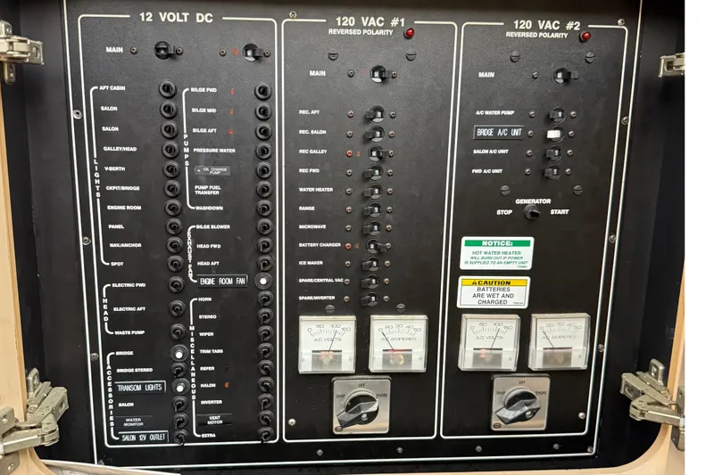 Slide: The Image of Electrical control panel of a 1999 Carver 406 Aft Cabin Motor Yacht. - 28