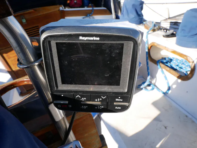 Slide: The Image of Raymarine navigation display on 1982 Catalina 38 sailboat deck. - 12