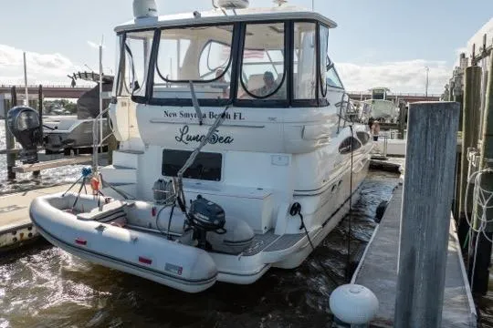 Slide: The Image of 2005 Cruiser Yachts 405 EXPRESS docked at marina, New Smyrna Beach, FL. - 118