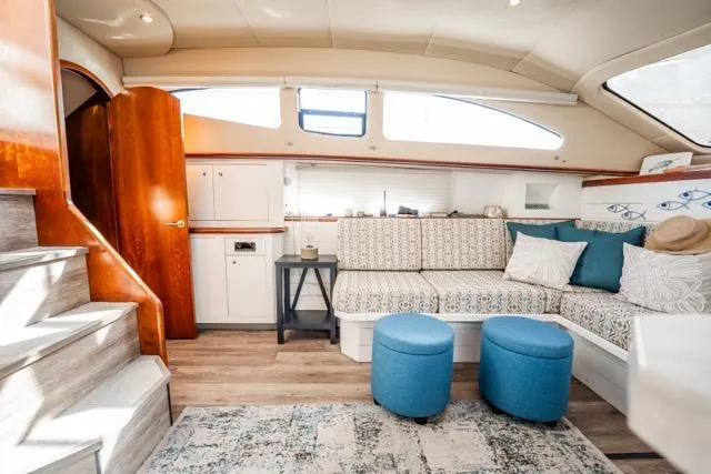 Slide: The Image of Luxurious 2005 Cruiser Yachts 405 EXPRESS interior with elegant seating and modern decor. - 30