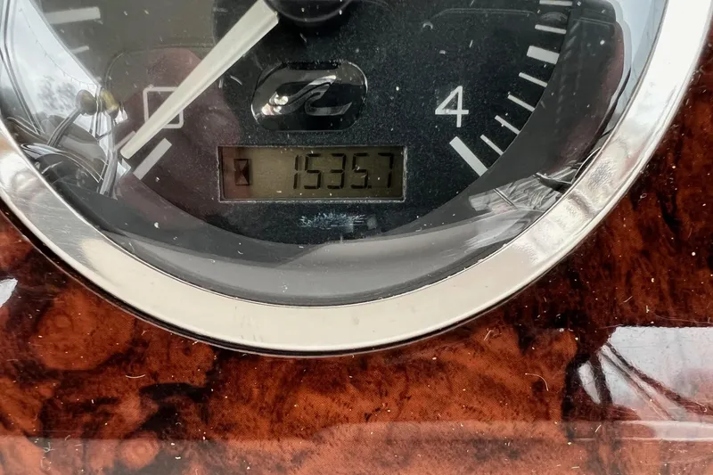 Slide: The Image of Close-up of Sea Ray 400 Sedan Bridge 2000 hour meter reading 1535.7 hours. - 72