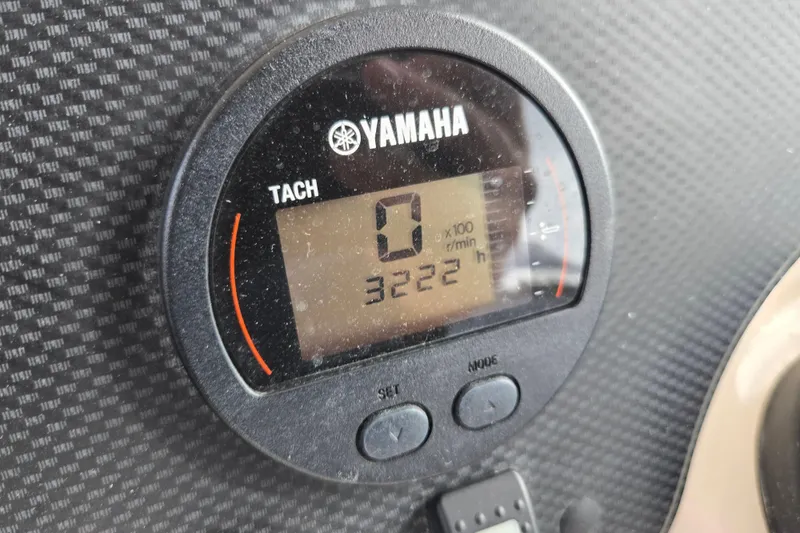 Slide: The Image of Yamaha tachometer displaying 3222 hours on a 2005 Grady-White Marlin 300 boat. - 38