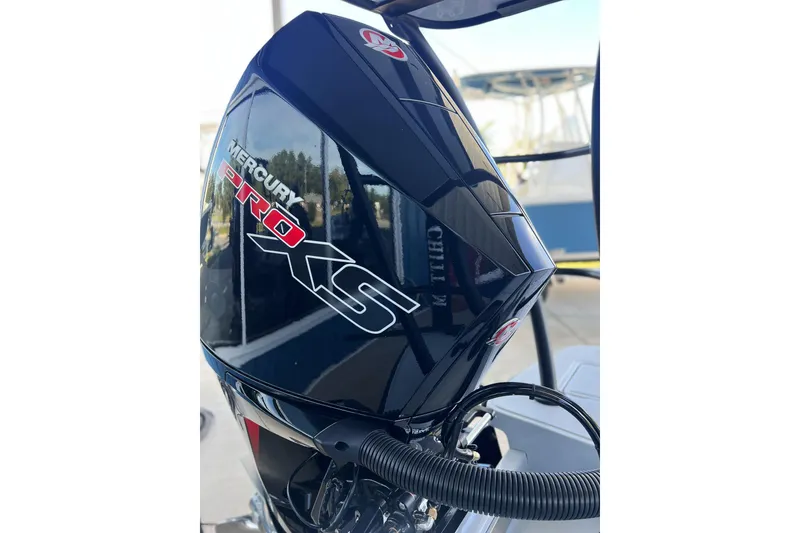 Slide: The Image of Mercury Pro XS engine on 2026 Chittum Skiffs 21 Islamorada boat. - 27