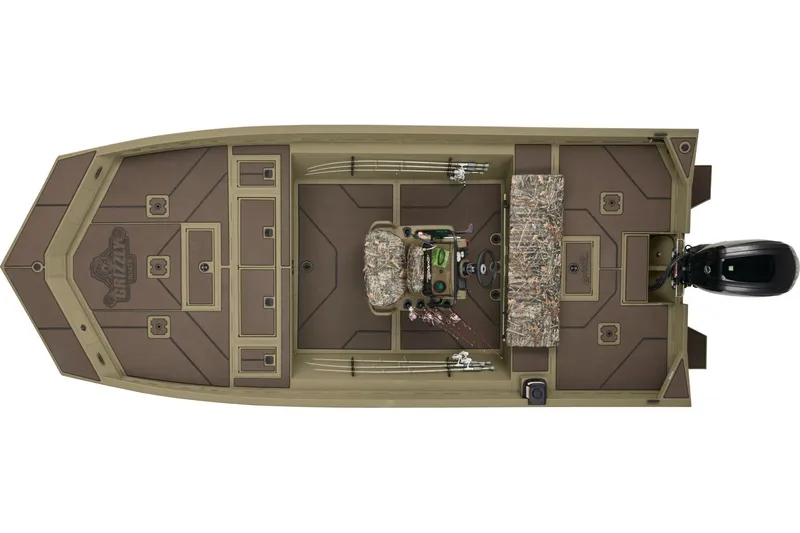 Slide: The Image of 2026 Tracker Grizzly 2072 CC boat on trailer, outdoors, with Mercury outboard motor. - 4