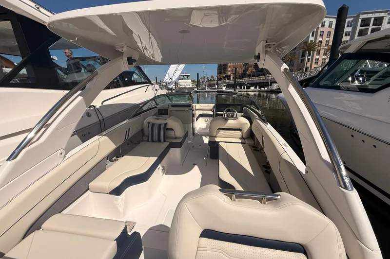 Slide: The Image of Manufacturer Provided Image: 2026 Regal LX6 boat, top view, showcasing spacious seating and modern design. - 40