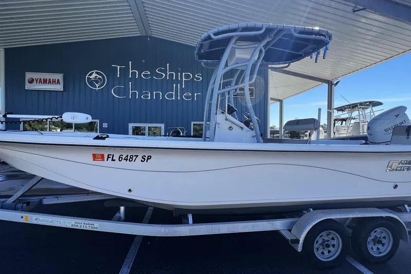 Slide: The Image of 2020 Carolina Skiff 21 LS boat on trailer at The Ships Chandler dealership. - 16