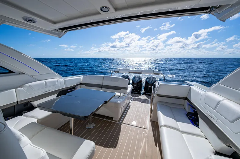 Slide: The Image of 2022 Formula 380 Super Sport Crossover OB yacht interior with ocean view. - 10
