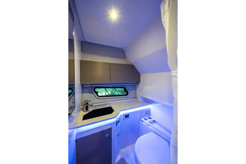 Slide: The Image of Modern bathroom interior of 2022 Formula 380 Super Sport Crossover OB boat. - 15