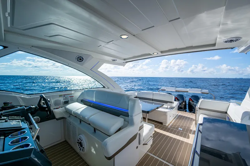 Slide: The Image of 2022 Formula 380 Super Sport Crossover OB yacht interior with ocean view. - 29