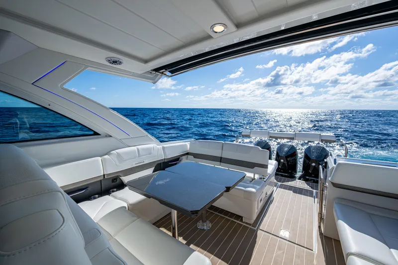 Slide: The Image of Luxurious 2022 Formula 380 Super Sport Crossover OB yacht interior with ocean view. - 31