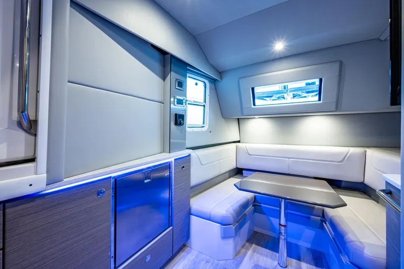 Slide: The Image of Luxurious interior of 2022 Formula 380 Super Sport Crossover OB boat with modern seating. - 6