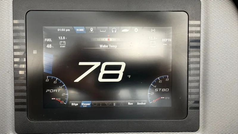 Slide: The Image of Yamaha AR240 2019 dashboard display showing water temperature at 78°F. - 10