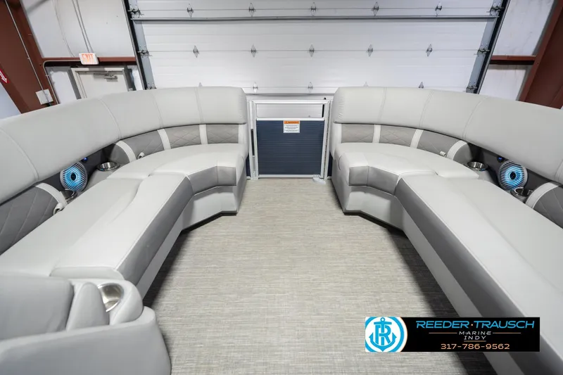 Slide: The Image of Luxurious interior of 2024 Bennington 23 LSB pontoon boat with plush seating. - 21