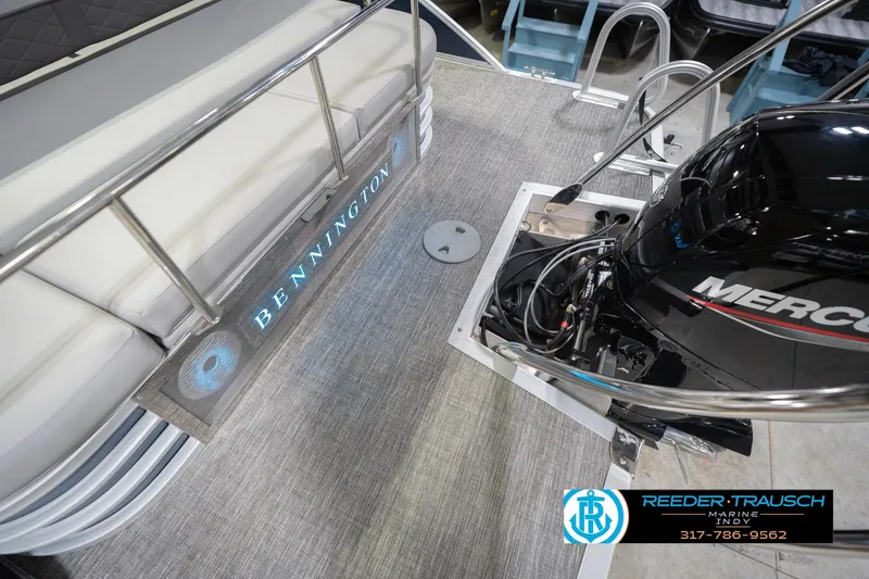 Slide: The Image of 2024 Bennington 23 LSB pontoon boat with Mercury engine, showcased by Reeder Trausch Marine. - 65