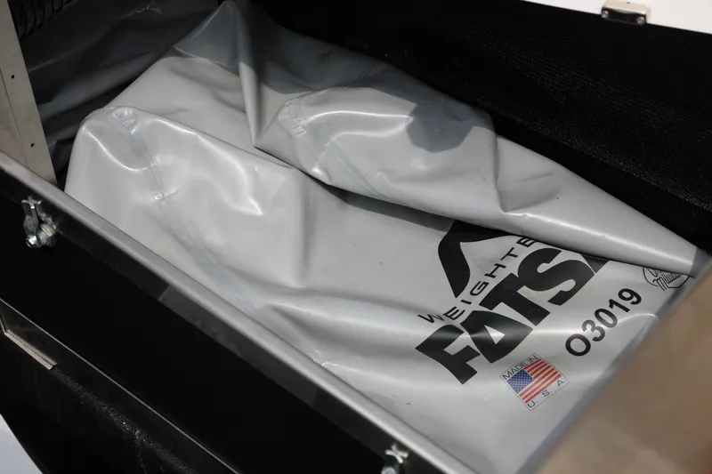 Slide: The Image of 2023 Centurion Fi25 boat ballast bag with "FATSAC" branding, made in USA. - 8