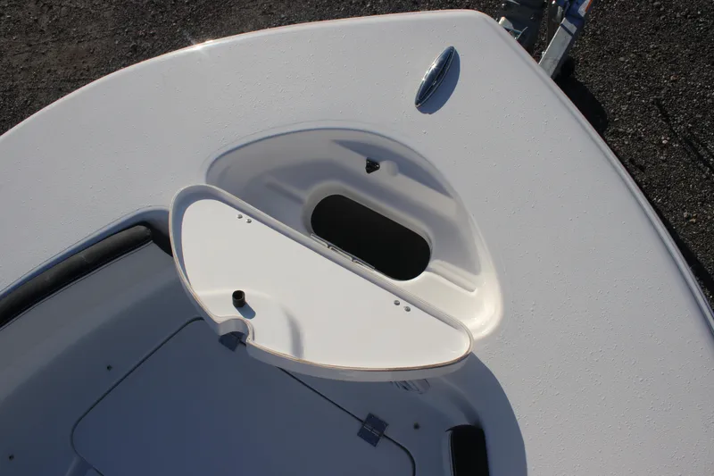 Slide: The Image of 2026 Tidewater 180 CC Adventure boat with open storage compartment on deck. - 17
