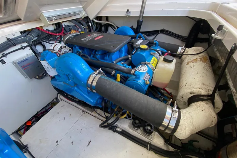 Slide: The Image of Engine compartment of a 2004 Tiara Yachts 3200 Open with twin Crusader engines. - 14
