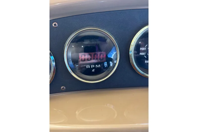 Slide: The Image of Pilothouse interior of 2003 Carver 450 Voyager with dual seats and control panel. - 3