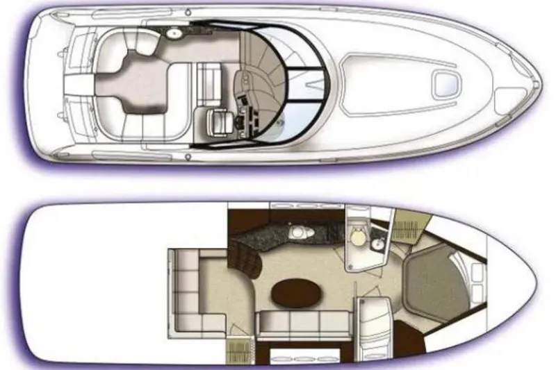 Slide: The Image of 2008 Sea Ray 38 Sundancer yacht floor plan, showcasing interior and exterior layouts. - 30