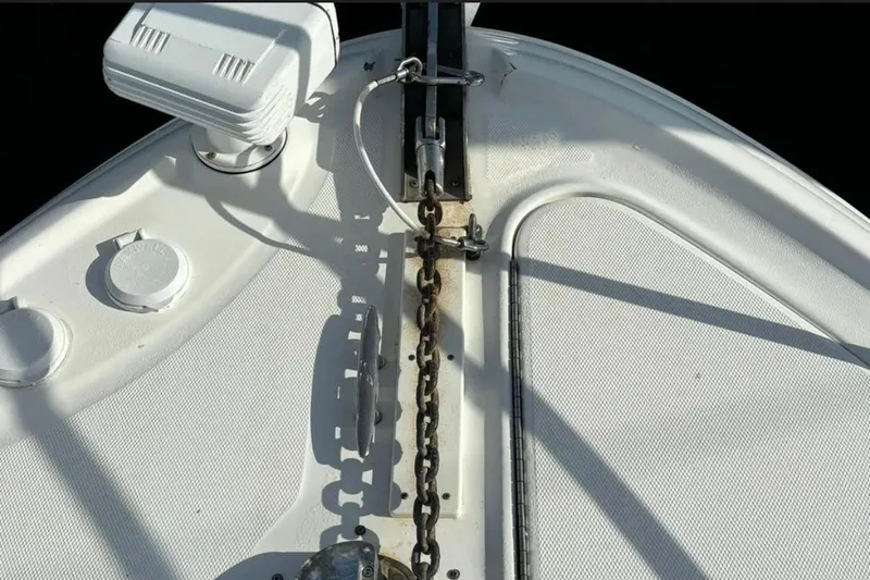 Slide: The Image of Bow of 2008 Sea Ray 38 Sundancer with anchor chain and deck details. - 4