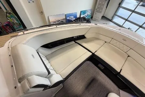 Slide: The Image of 2020 Regal 2800 Bowrider interior with spacious white seating and modern design. - 15
