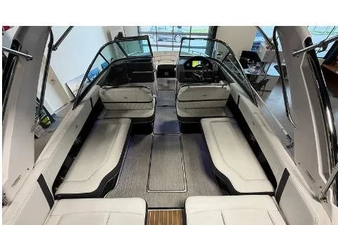 Slide: The Image of 2020 Regal 2800 Bowrider interior with spacious seating and modern dashboard. - 9