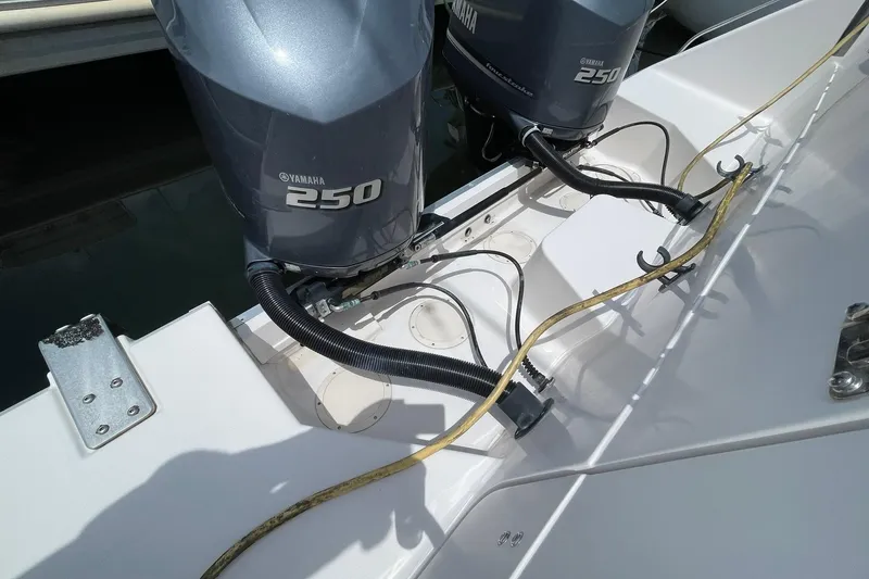 Slide: The Image of 2003 Grady-White Express 330 boat with dual Yamaha 250 outboard engines. - 36