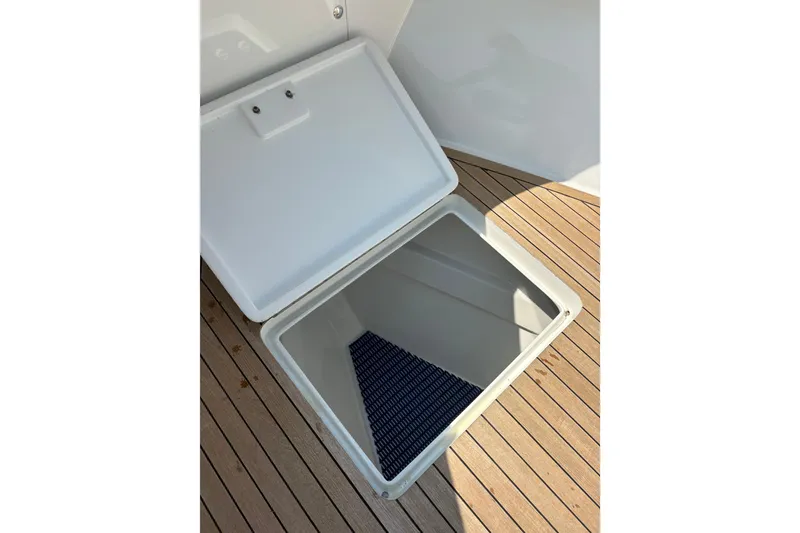 Slide: The Image of Engine room of 2007 Gamefisherman 42 Walkaround, showcasing mechanical components and equipment. - 33