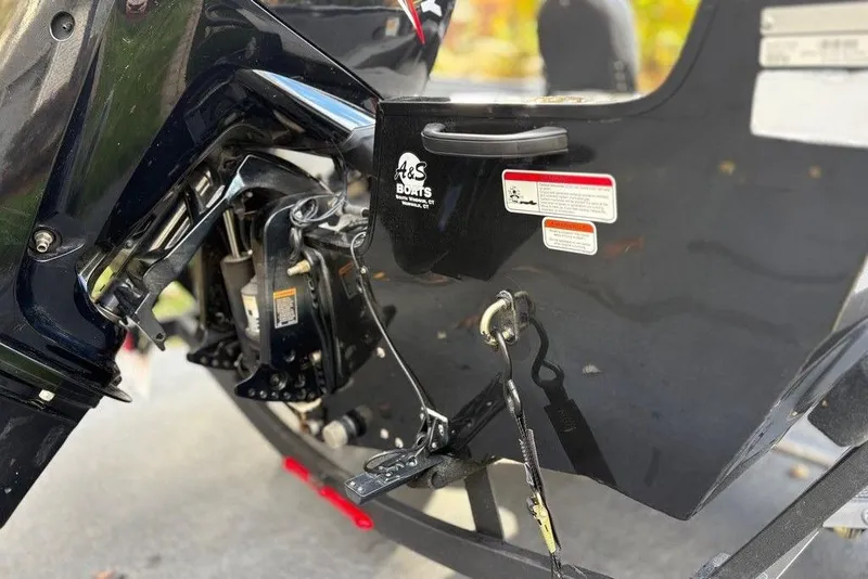 Slide: The Image of 2023 Tracker Pro Guide V-16 SC boat motor and transom detail. - 15