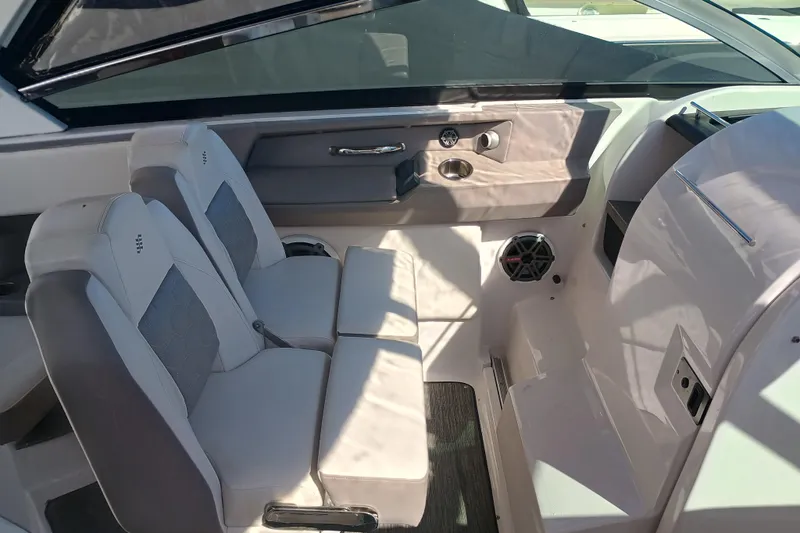 Slide: The Image of Interior of 2019 Four Winns H350 boat with dual seating and modern design. - 6