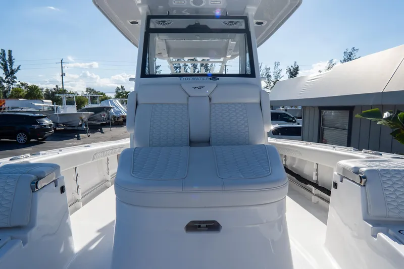 Slide: The Image of 2026 Tidewater 3100 Carolina Bay boat with luxurious seating and sleek design. - 45